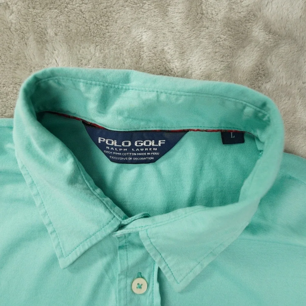 Polo Golf Ralph Lauren Polo Shirt Men's Large Aqua Preppy Golf Pima Cotton